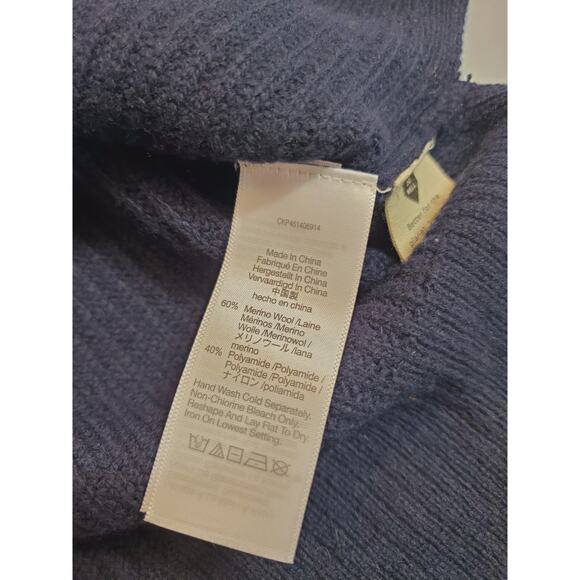 Madewell Womens L Ribbed Knit Merino Wool Blend Lyle Henley Sweater Navy Blue - Picture 5 of 9